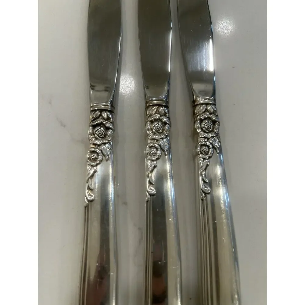 Vtg‎ Oneida Prestige Gay Adventure 1955 Silver Plated MCM Set Of 3 Dinner Knives